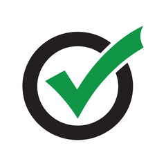 Check Mark Symbol within a Black Circle Symbolizing Approval Confirmation or Task Completion with a Clear Indication of Verification