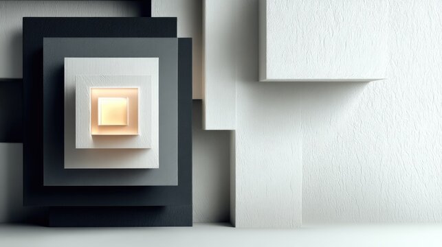 Abstract Layered Squares Background with Glowing Light