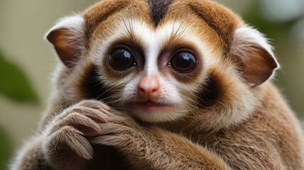 pair of northern slow lorises perched on jungle branch