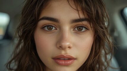 natural beauty close-up of young woman in soft daylight