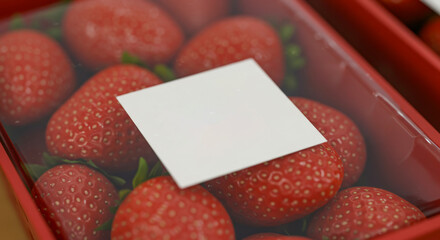 Fresh Strawberries in Retail Packaging with mockup Label - Ideal for Food Marketing & Supermarket Ads