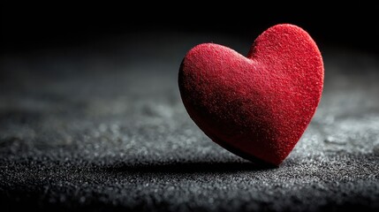 Obraz premium Red heart on black surface, symbolizing love and simplicity