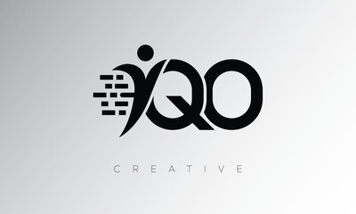 QO Creative Digital Monogram Logo – Futuristic Letter mark Design Featuring Human Shape, Pixel Motion & Minimal Tech Style for Innovative Branding Identity