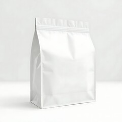  White Pet Food Packaging Mockup – Blank Paper Bag and Foil Pouch Sachet for Dog or Cat Food Branding, Zoo Store Display, or Pet Supply Product Presentation on Clean Background