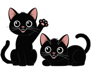 Fototapeta premium Funny Black Cat Clipart