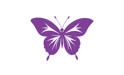 Violet butterfly isolated on white, vector