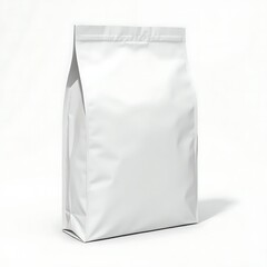  White Pet Food Packaging Mockup – Blank Paper Bag and Foil Pouch Sachet for Dog or Cat Food Branding, Zoo Store Display, or Pet Supply Product Presentation on Clean Background