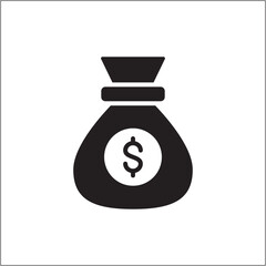 Money in pouch icon. Bounty prize icon. Icon symbol of win, victory, achievement, reward, prize. Vector illustration