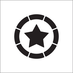 Reward coin icon. Achievement medal icon. Icon symbol of win, victory, award, prize, level. Vector illustration.