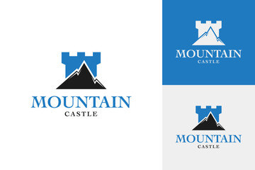 Mountain castle logo design template vector illustration