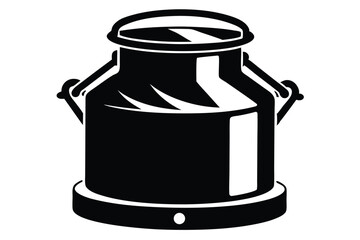 Black and White Silhouette of a Traditional Milk Can with Rounded Handles