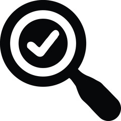 Vector Magnifying Glass with Check Mark Symbol for Verified Search or Approval