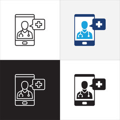 Doctor consultation digital apps icon. Doctor icon. Healthcare contact symbol. Icon symbol compatible for health service, hospital, clinic and medical. Vector illustration.