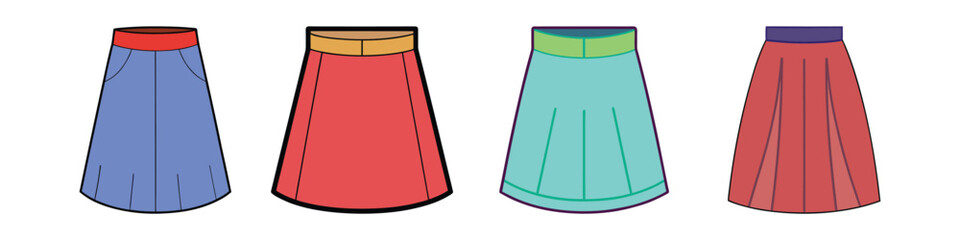 A-Line Dress Flat Illustration in Simple Minimalist Style A-Line skirt Flat Illustration in Simple Minimalist Style