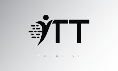 TT Creative Digital Monogram Logo – Futuristic Letter mark Design Featuring Human Shape, Pixel Motion & Minimal Tech Style for Innovative Branding Identity