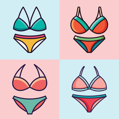 Bikini Flat Illustration in Simple Minimalist Flat Style