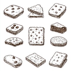 A Delicious Collection of Hand-Drawn Cookies and Biscuits