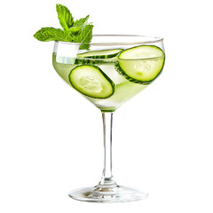 Cucumber and Mint Cocktail in a Glass with Fresh Garnish