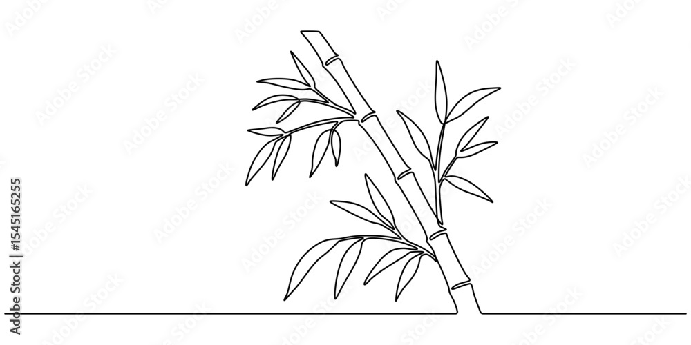 Aufkleber continuous line drawing of bamboo trees, continuous one line art of a bamboo tree. vector illustrati