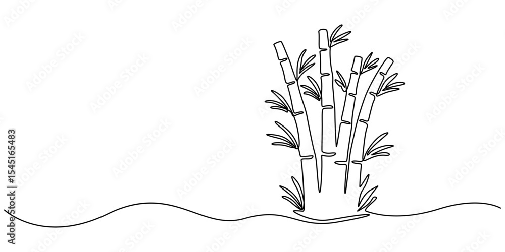 Aufkleber continuous line drawing of bamboo trees, continuous one line art of a bamboo tree. vector illustrati