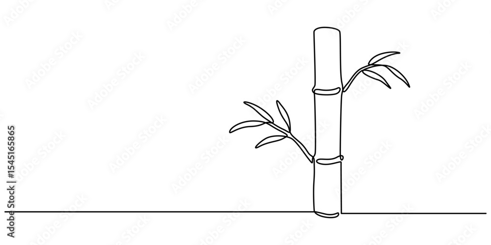 Aufkleber continuous line drawing of bamboo trees, continuous one line art of a bamboo tree. vector illustrati