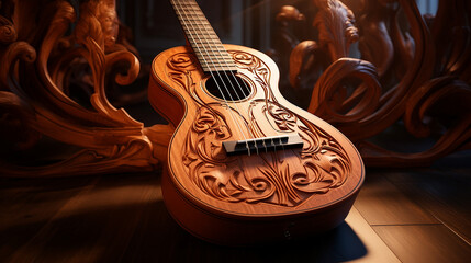 Classical guitar 3D Art Nouveau Styles symmetri photo