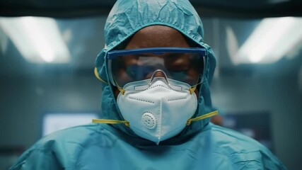 Medical worker in full protective gear safety and healthcare concept - Powered by Adobe