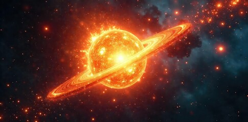 A single, powerful star explodes in a cosmic battle, fiery debris and energy radiating outwards Perfect for concepts of conflict, power, and celestial events , star, glowing, astronomy