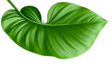 Fresh green leaf with natural shape and visible veins, isolated on transparent background—perfect for eco-friendly designs, botanical themes, and nature illustrations.

