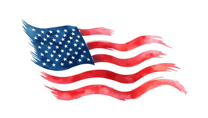 America flag vector illustration. USA flag in watercolor