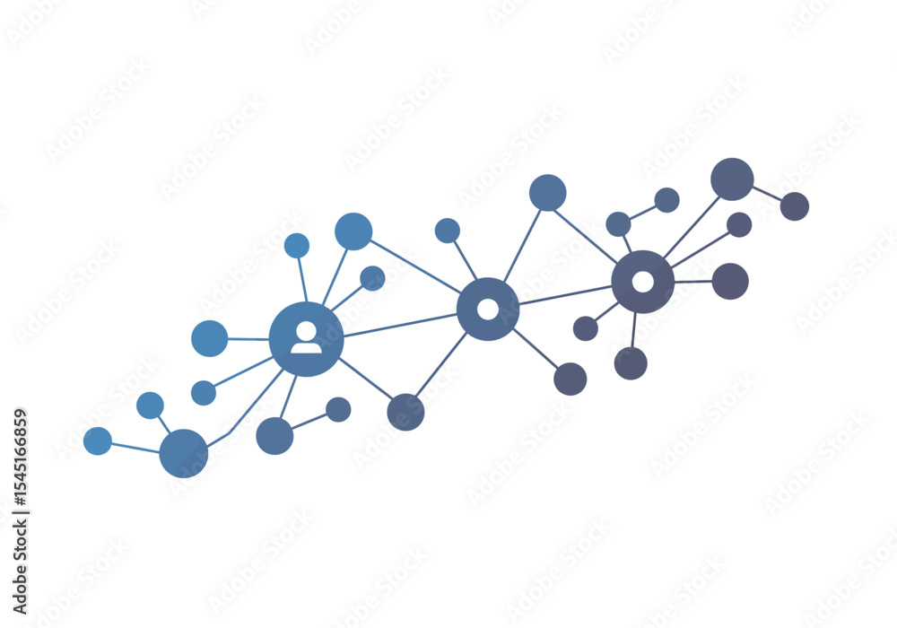 Poster abstract illustration of interconnected nodes representing networks and social connections.