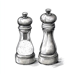 A Vintage Illustration of Salt and Pepper Grinders
