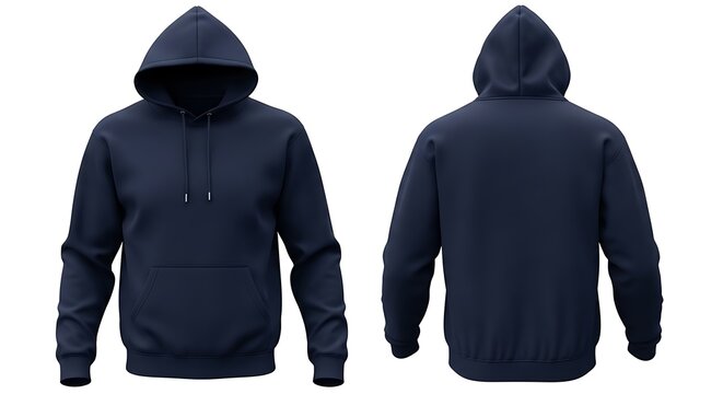 Navy Blue Hoodie Mockup Front and Back Views for Design Presentation