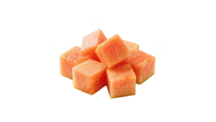 Sweet Orange Mango Ice Cubes on Transparent Background