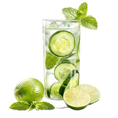 Refreshing Cucumber and Lime Drink with Mint Garnish