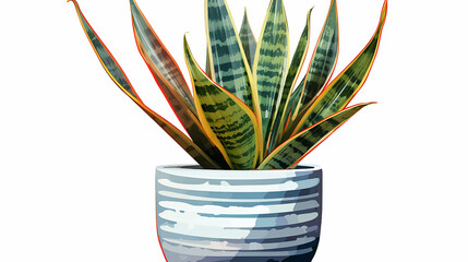Clipart of watercolor Snake Plant in the pot