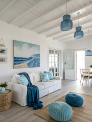 Bright Airy Minimalist Living Room Design Coastal Style Interior