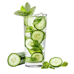 Refreshing Cucumber and Mint Infused Water in a Glass