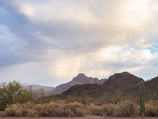 desert mountain landscape with rain clouds