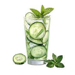 Refreshing Cucumber and Mint Infused Water in a Glass
