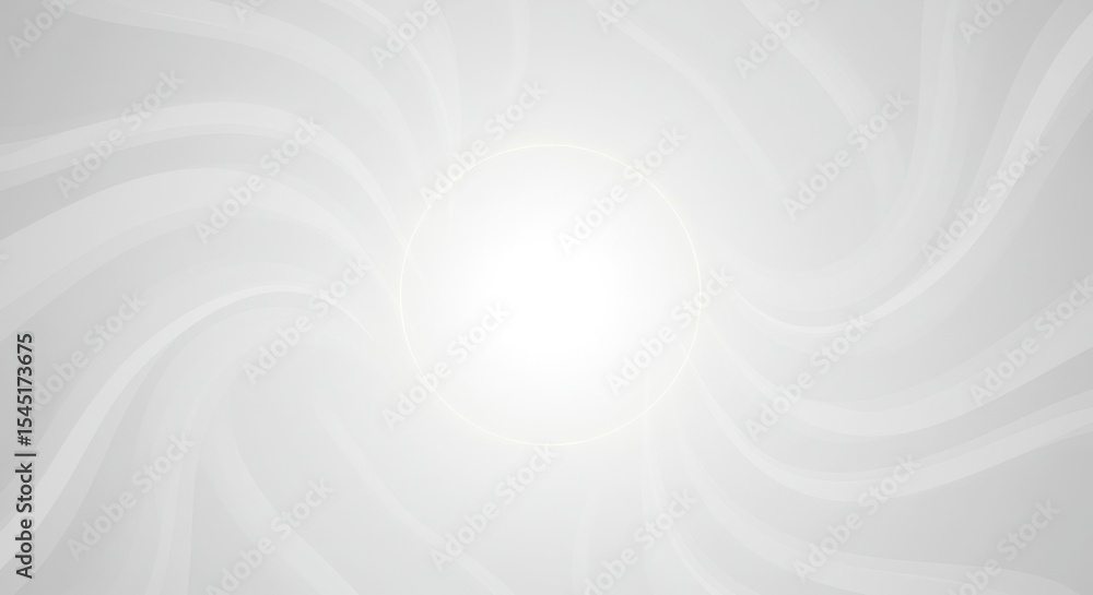 Poster bright white light source with radiant swirling patterns on gray background
