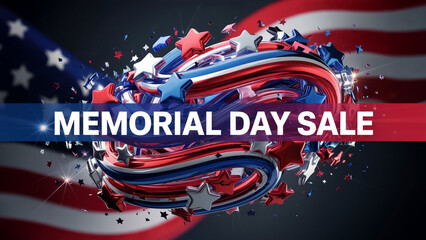 Patriotic memorial day sale banner with stars and stripes design