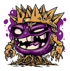 Unique Purple Monster with Spiky Crown and Exaggerated Features
