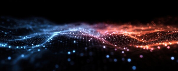 Abstract digital background. Can be used for technological processes, neural networks and AI, digital storages, sound and graphic forms, science, education, etc. High quality