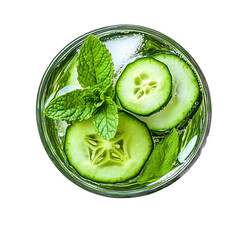 Refreshing Cucumber and Mint Drink in a Glass