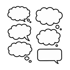 A set of six empty speech bubbles is arranged in a grid