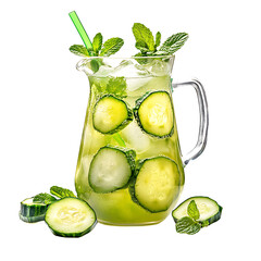 Refreshing Cucumber Mint Infused Water in a Glass Pitcher
