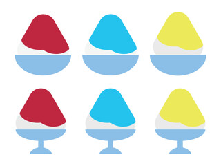 かき氷のアイコンのイラストのセット