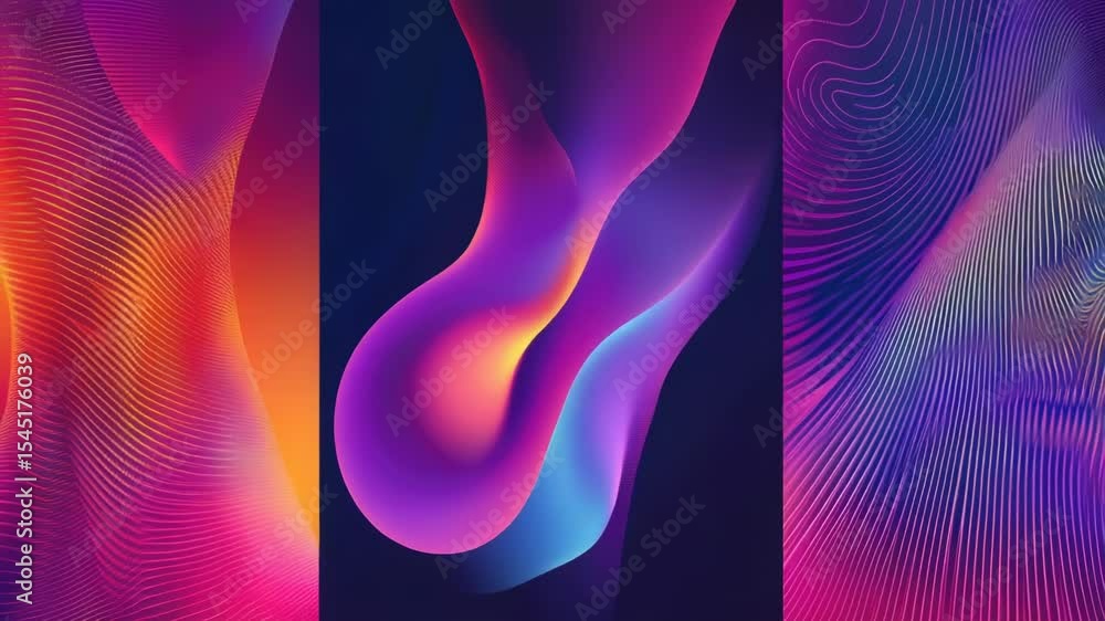 Poster A set of three colorful images, each with a unique color scheme