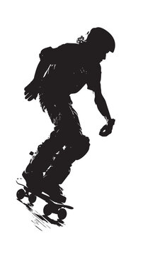 Roller sketing silhouette isolated on white background